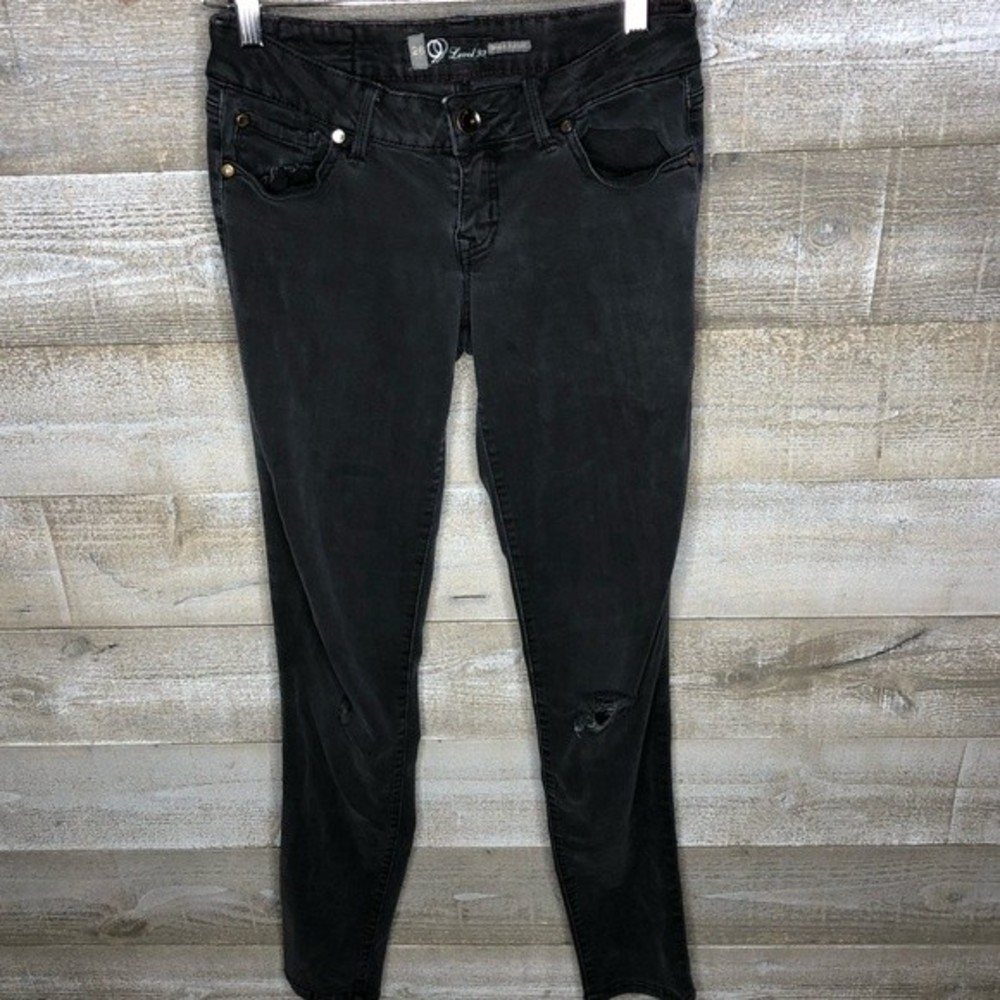 Level 99 skinny straight black skinny jeans distressed